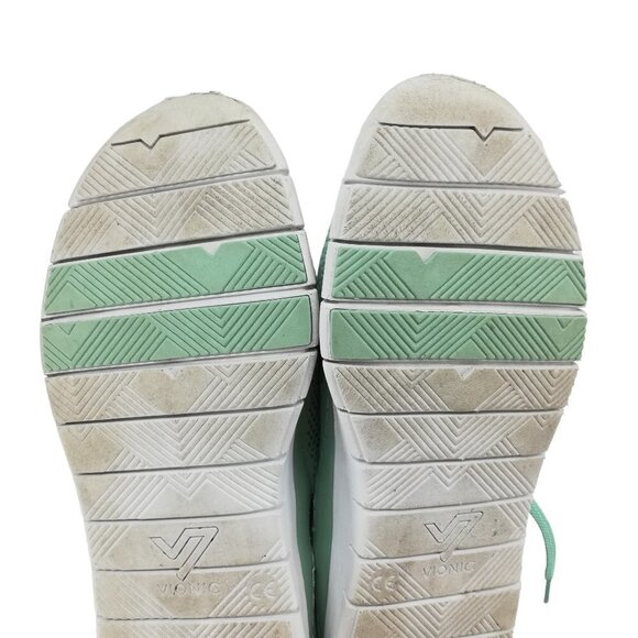 Vionic Joey Fresh Green Nubuck Leather Low Top Sneakers Size 8.5 Comfort Walking - Picture 10 of 11